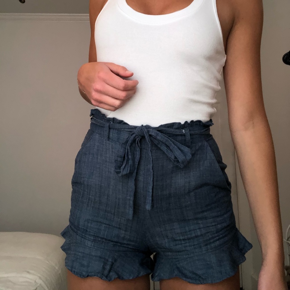 BP. Tie Waist Chambray Shorts